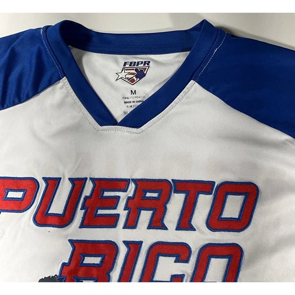 Yadier Molina Puerto Rico FBPR Baseball Shirt V-Neck El Marciano #4 Men's Medium